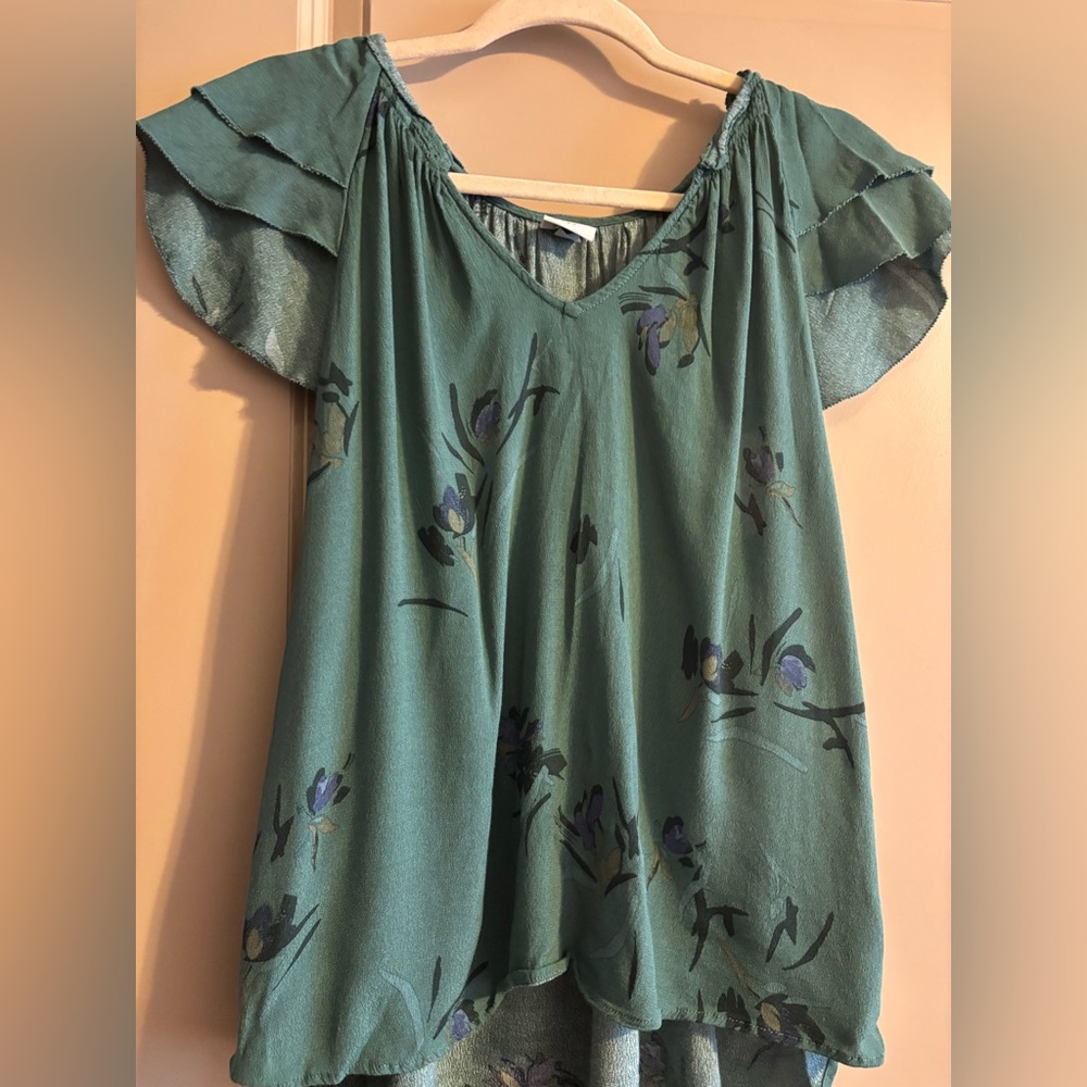 a new day Teal Floral Blouse